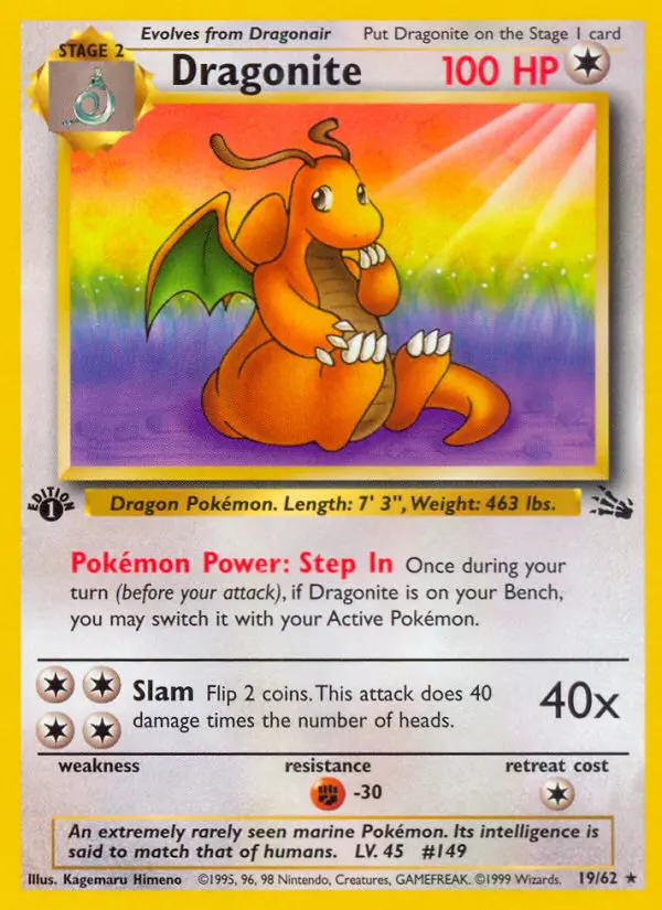 Dragonite (1ª Edizione) #19 — Fossil (1ª Edizione)