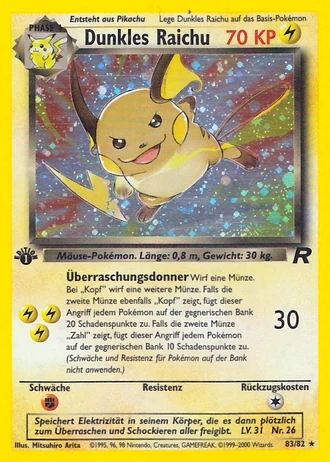 Dunkles Raichu (1. Edition) #83/82 — Team Rocket (1. Edition)