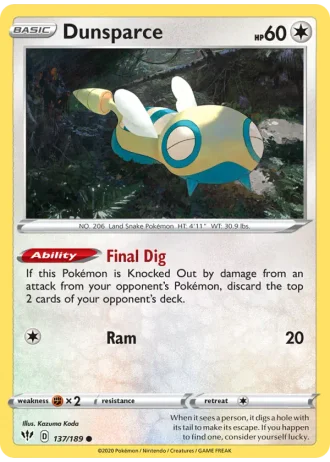 Dunsparce #137/189 — Darkness Ablaze