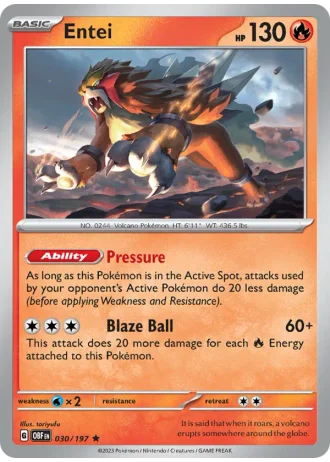 Entei #030/197 — Obsidian Flames
