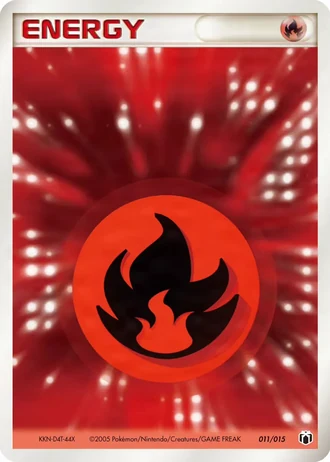 Fire Energy #11/15 — Gift Box Mew • Lucario: Mightyena Quarter Deck