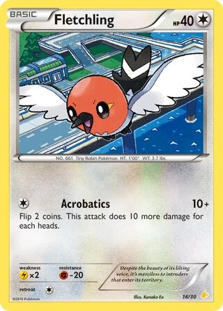 Fletchling #16 — XY trainer Kit (Pikachu Libre)