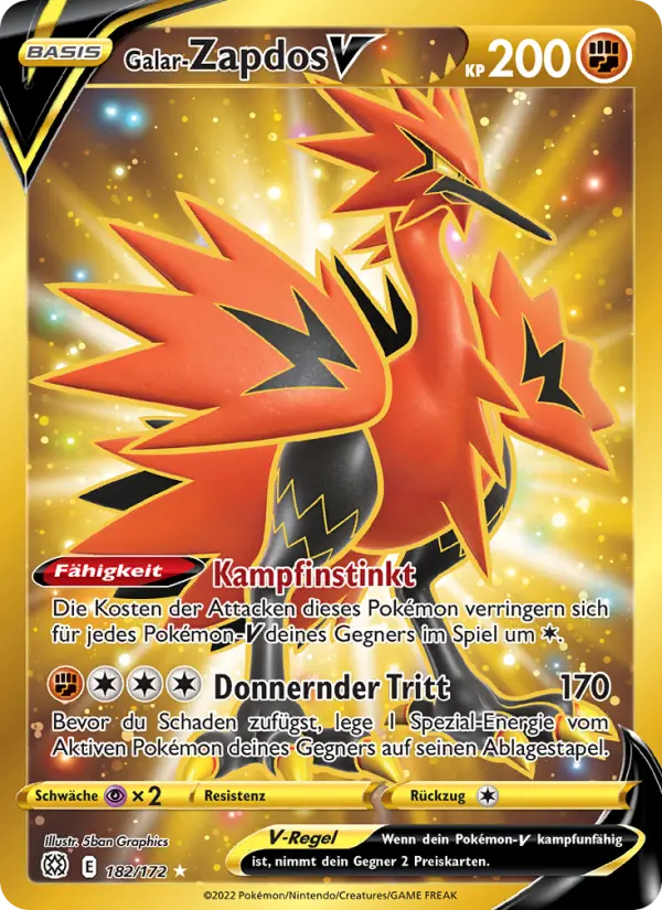 Galar-Zapdos V #182 — Strahlende Sterne