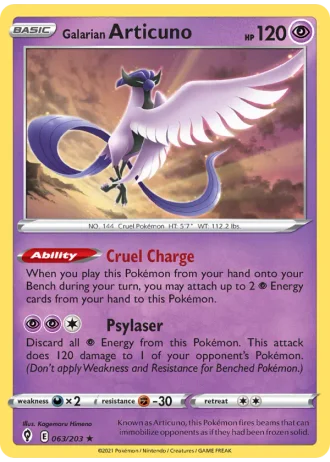 Galarian Articuno #63 — Evolving Skies