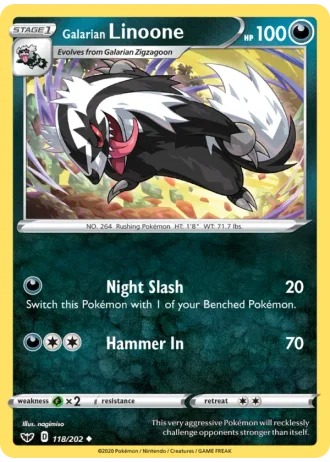 Galarian Linoone #118/202 — Sword & Shield