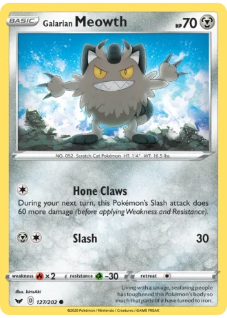 Galarian Meowth #127/202 — Sword & Shield