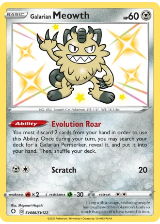 Galarian Meowth SV086/122 — Shiny Vault (Shining Fates)