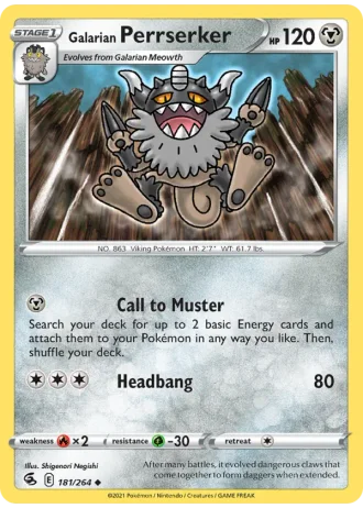 Galarian Perrserker #181 — Fusion Strike