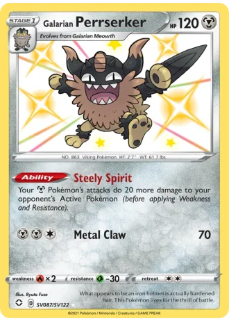 Galarian Perrserker SV087/122 — Shiny Vault (Shining Fates)