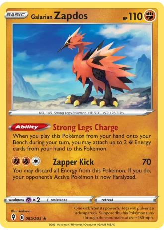 Galarian Zapdos #82/203 — Evolving Skies