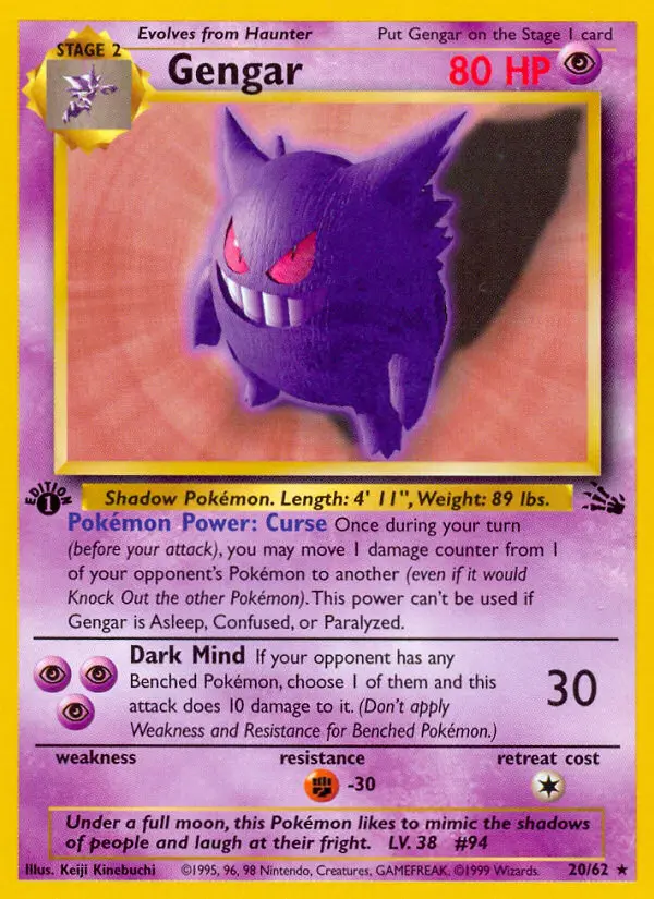 Gengar (1ª Edizione) #20 — Fossil (1ª Edizione)