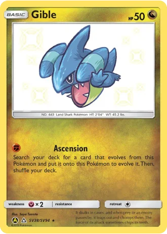 Gible SV38/94 — Shiny Vault (Hidden Fates)