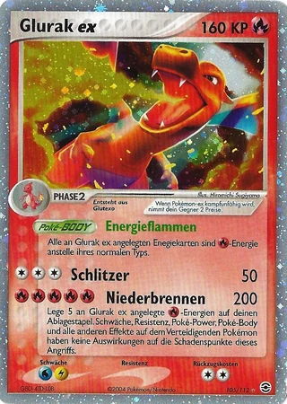 Glurak ex #105 — EX Feuerrot & Blattgrün