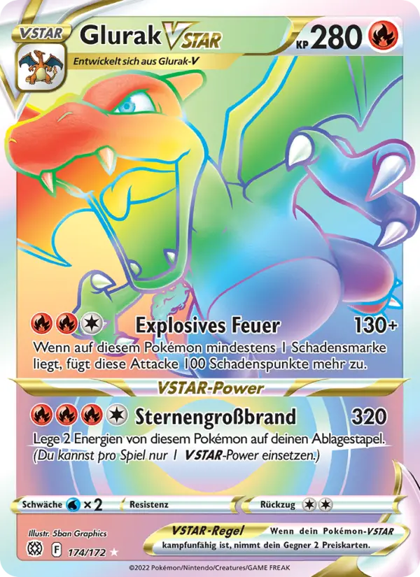 Glurak VSTAR #174 — Strahlende Sterne