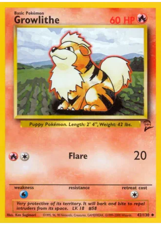 Growlithe #42/130 — Base Set 2