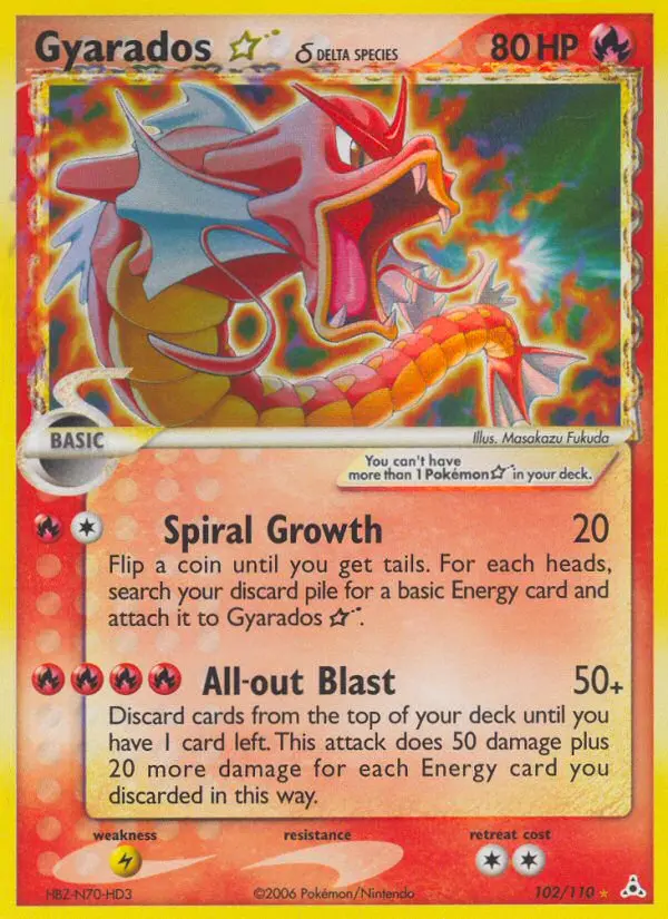 Gyarados Gold Star #102 — Holon Phantoms