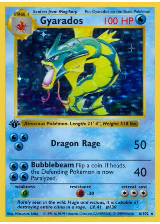Gyarados (shadowless) #6 — Base Set (Shadowless)