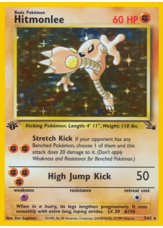 Hitmonlee (1st Edition) #7/62 — Fossil (1st Edition)