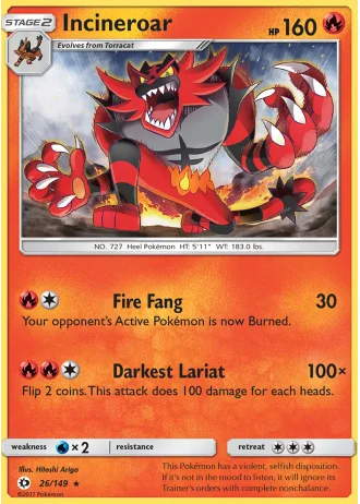 Incineroar (League Crosshatch March 2017) #26 — Sun & Moon