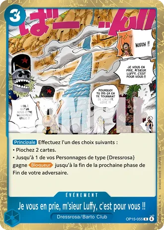 Je vous en prie, m'sieur Luffy, c'est pour vous !! (OP15-055) — Aventure sur l'Île de Dieu (OP15-EB04)