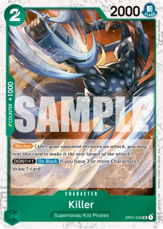 Killer (OP01-039) (Pirate Foil) — One Piece Card The Best Vol.2(PRB02)