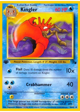 Kingler (1ª Edizione) #38/62 — Fossil (1ª Edizione)