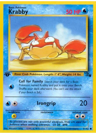Krabby (1st Edition) #51/62 — Fossil (1st Edition)