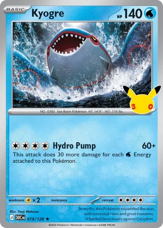 Kyogre #019/128 — 30th Celebration