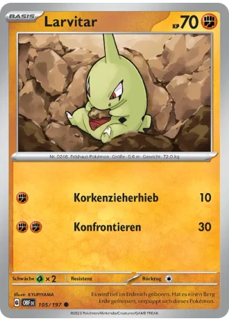 Larvitar #105/197 — Obsidianflammen