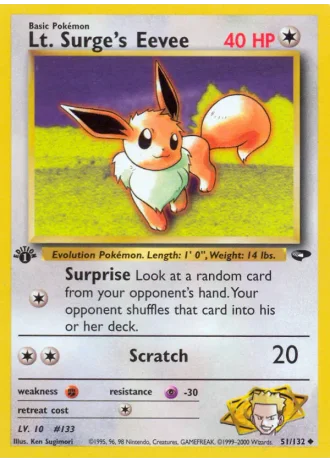 Lt. Surge's Eevee (1st Edition) #51/132 — Gym Challenge (1st Edition)
