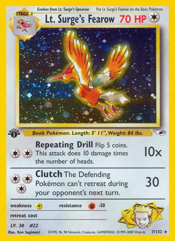 Lt. Surge's Fearow (1st Edition) #7 — Gym Heroes (1st Edition)