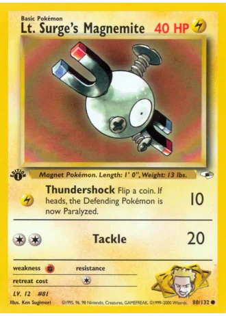 Lt. Surge's Magnemite (1st Edition) #80/132 — Gym Heroes (1st Edition)