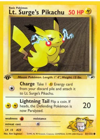 Lt. Surge's Pikachu #81/132 — Gym Heroes