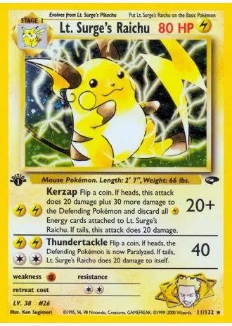 Lt. Surge's Raichu (1st Edition) #11/132 — Gym Challenge (1st Edition)