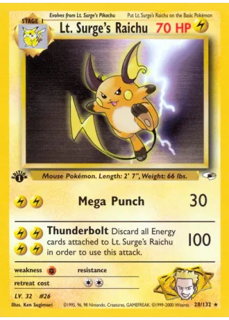 Lt. Surge's Raichu #28 — Gym Heroes
