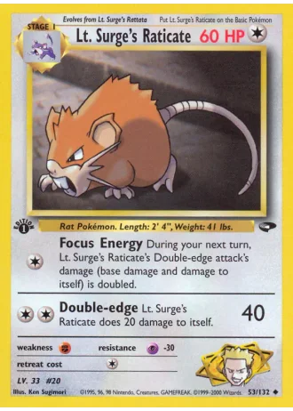 Lt. Surge's Raticate (1st Edition) #53/132 — Gym Challenge (1st Edition)