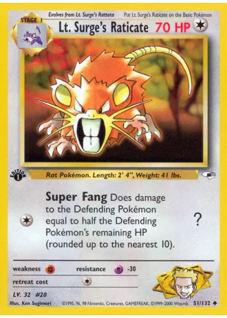 Lt. Surge's Raticate #51 — Gym Heroes