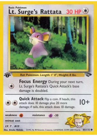Lt. Surge's Rattata (1st Edition) #85/132 — Gym Challenge (1st Edition)