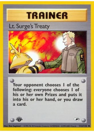 Lt. Surge's Treaty (1st Edition) #112/132 — Gym Heroes (1st Edition)
