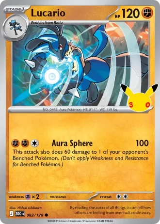 Lucario #083/128 — 30th Celebration
