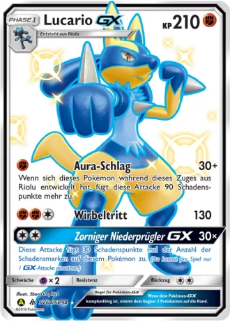 Lucario GX SV64/94 — Schillernde Schatzkammer (Verborgenes Schicksal)