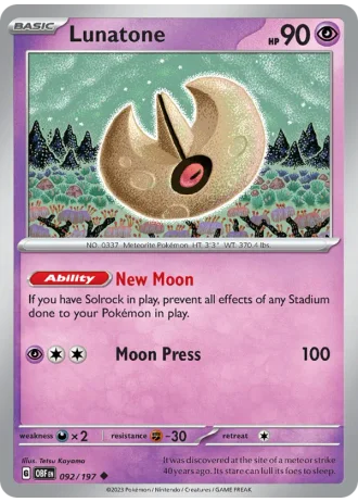 Lunatone #092 — Obsidian Flames