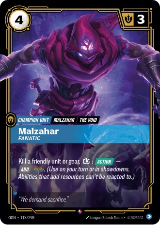 Malzahar, Fanatic #113/298 — Origins