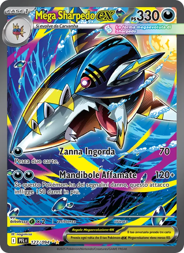 Mega Sharpedo ex #127 — Flamme Spettrali