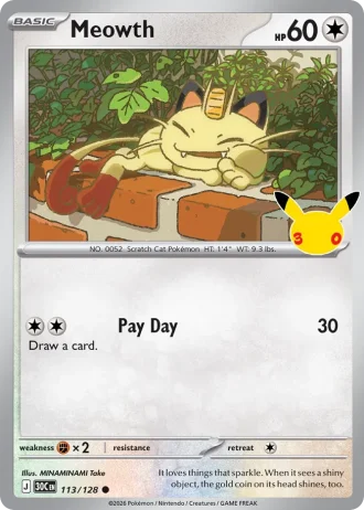 Meowth #113/128 — 30th Celebration