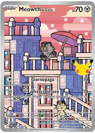 Meowth di Galar #141/128 — 30° Anniversario