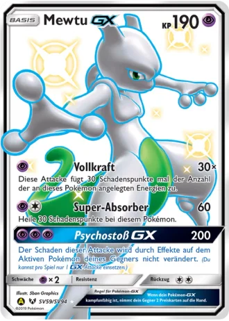 Mewtu GX SV59 — Schillernde Schatzkammer (Verborgenes Schicksal)