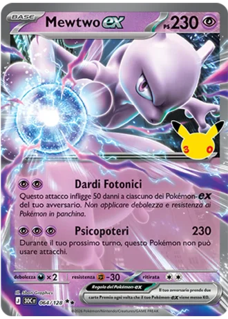 Mewtwo-ex #064/128 — 30° Anniversario