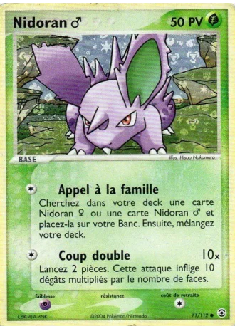 Nidoran♂ #71/112 — EX Rouge Feu & Vert Feuille