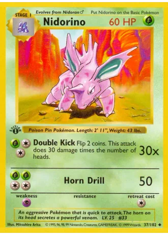 Nidorino #37/102 — Base Set